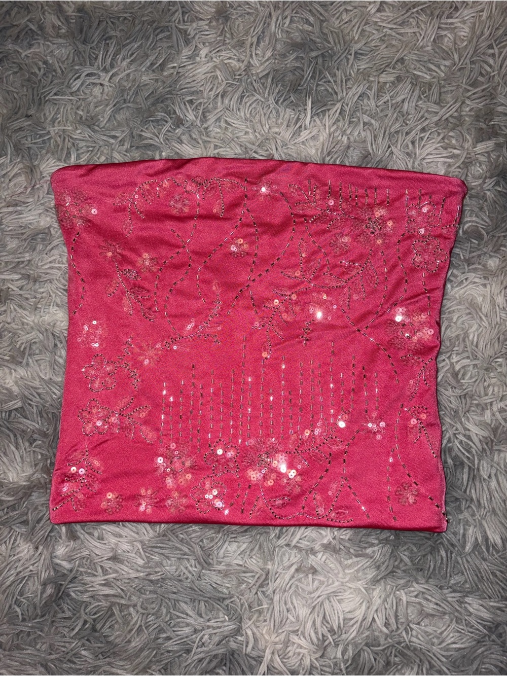 Pink Sequin Strapless Tube Top